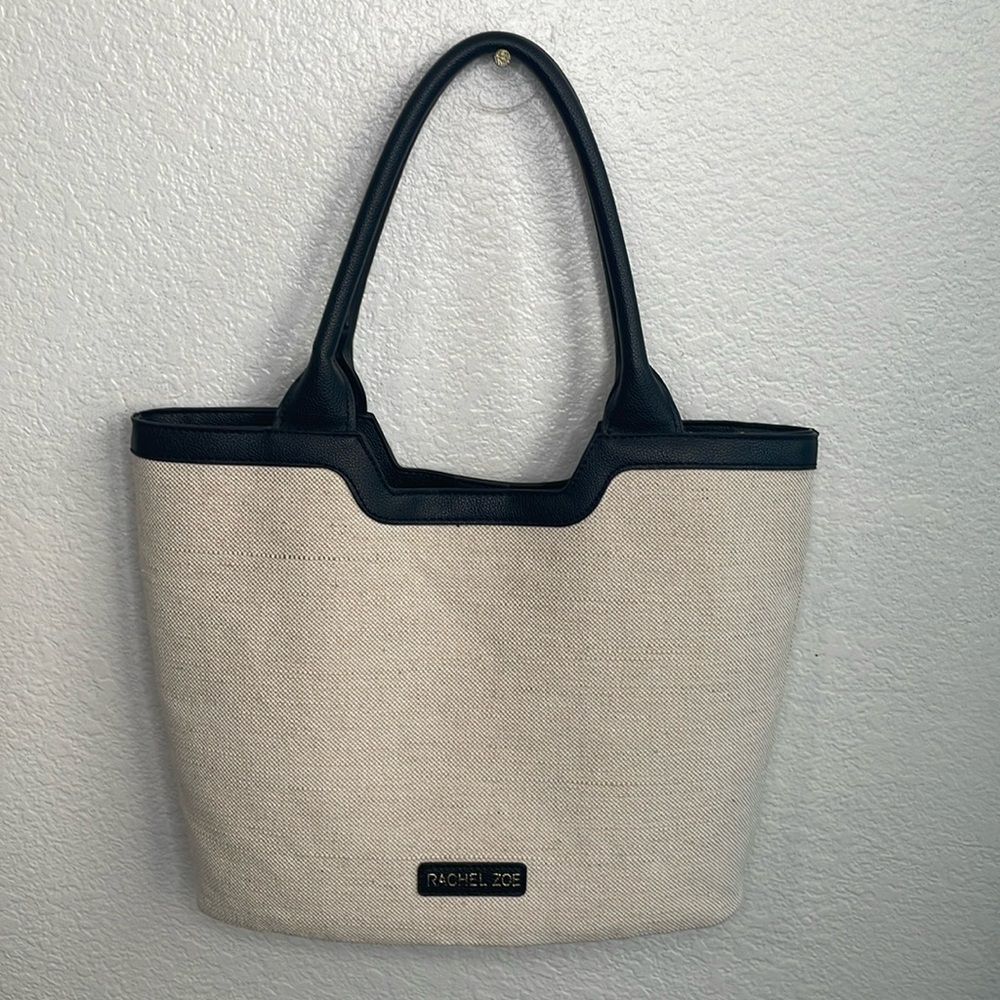 RACHEL ZOE Capri Canvas Tote | Cream & Black